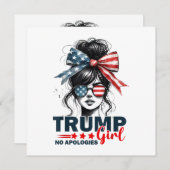 Trump Girl No Apology Messy Bun Sunglasses Trump Einladung (Vorne/Hinten)