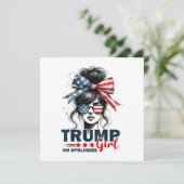 Trump Girl No Apology Messy Bun Sunglasses Trump Einladung (Stehend Vorderseite)
