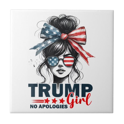 Trump Girl No Apology Messy Bun Sunglasses Trump Fliese (Vorderseite)