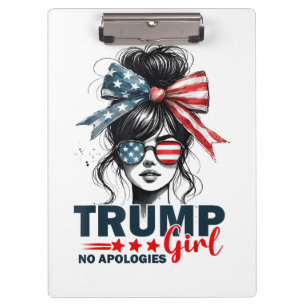 Trump Girl No Apology Messy Bun Sunglasses Trump Klemmbrett
