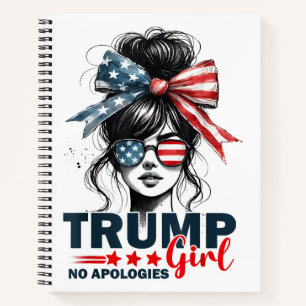 Trump Girl No Apology Messy Bun Sunglasses Trump Notizblock