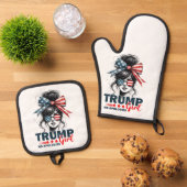 Trump Girl No Apology Messy Bun Sunglasses Trump Ofenhandschuh & Topflappen-Set (Oben Unten)