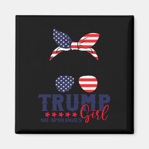 Trump Girl No apology Messy Bun Trump 2024 Ameri Magnet