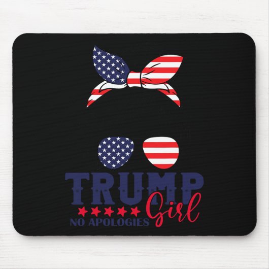 Trump Girl No apology Messy Bun Trump 2024 Ameri Mousepad (Vorne)