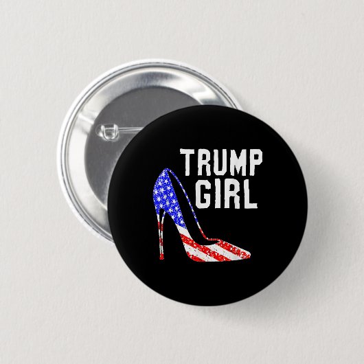 Trump Girl Trump 2025: Amerikanische Flagge Button (Vorne & Hinten)