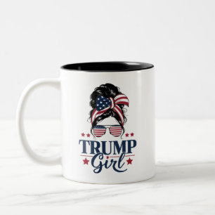 Trump Girl Unordentlicher Dutt Trump 2024 Wahl Ame Zweifarbige Tasse