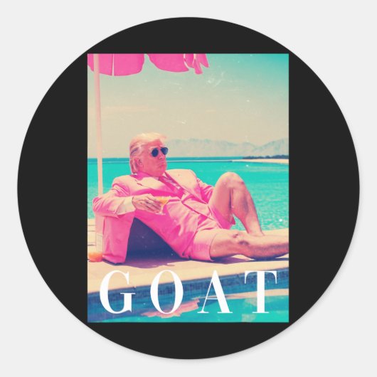 Trump Goat Summer 2024 Retro Funny Pink Donald Tru Runder Aufkleber (Vorderseite)