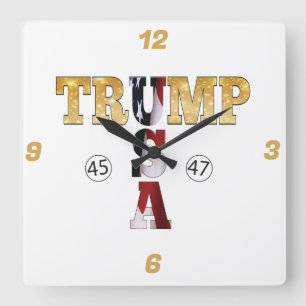 Trump Gold ⛳ PräsidentschaftsUSA 45 47 🏆 Quadratische Wanduhr