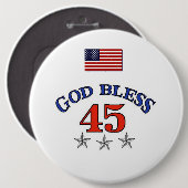 Trump, Gott segne 45 Button (Vorne & Hinten)