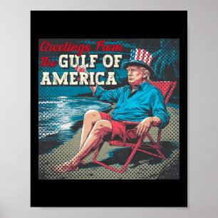 Trump grüßt vom Golf Beach of America Poster