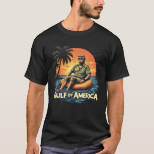 Trump Gulf Funny America Retro Sunset Beach USA Fl T-Shirt