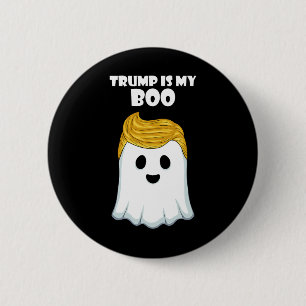 Trump Hair Funny Ghost Halloween Boo Button