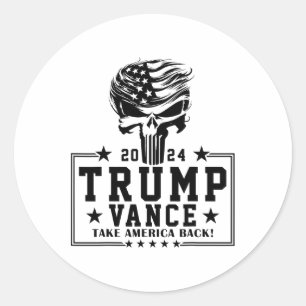 Trump Hair Skull Halloween amerikanische Flagge Tr Runder Aufkleber