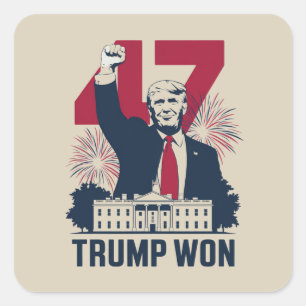 Trump hat erneut die Präsidentschaftswahl 2024 gew Quadratischer Aufkleber