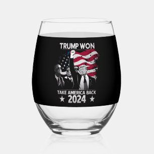 Trump hat erneut gewonnen, Take America Back 2024 Weinglas Ohne Stiel