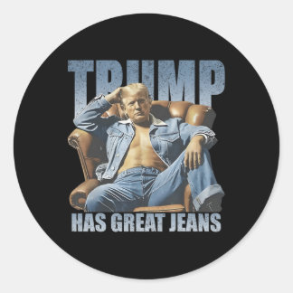 Trump hat großartige Jeans Lustiges Retro  Runder Aufkleber