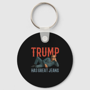 Trump hat große Jeans lustiges politisches Meme Schlüsselanhänger