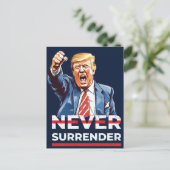 Trump hat sich nie ergeben feiertagspostkarte (Stehend Vorderseite)