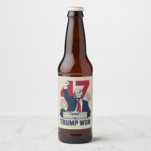 Trump hat wieder die Präsidentschaftswahl 2024 gew Bierflaschenetikett