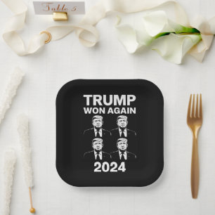 Trump hat wieder die Wahl 2024 Inaugurationstag 47 Pappteller