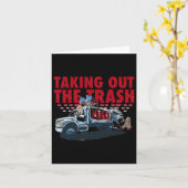 Trump holt den Mülleimer Trump aus Karte (Gelbe Blume)