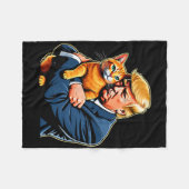 Trump Hugging Orange Cat Funny 2025 Election Meme Fleecedecke (Vorderseite (Horizontal))