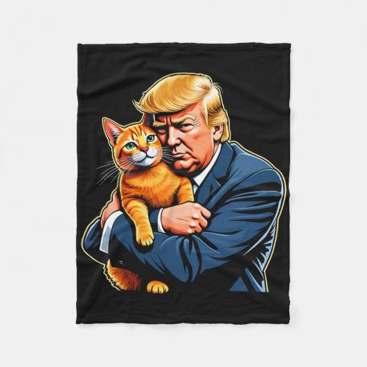 Trump Hugging Orange Cat Funny 2025 Election Meme Fleecedecke (Vorderseite)