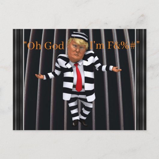 Trump im Gefängnis als Postkarte (Vorderseite)