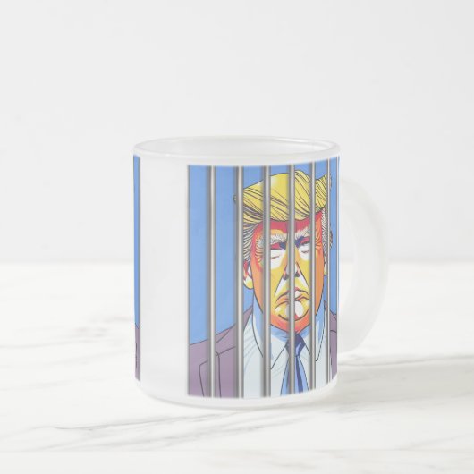 Trump im Gefängnis Mattiert Glass Tasse, 10 oz Mattglastasse (VorderseiteRechts)