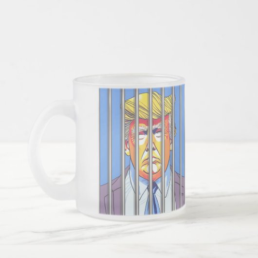 Trump im Gefängnis Mattiert Glass Tasse, 10 oz Mattglastasse (Links)