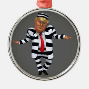 Trump im Gefängnis-Outfit Ornament Aus Metall