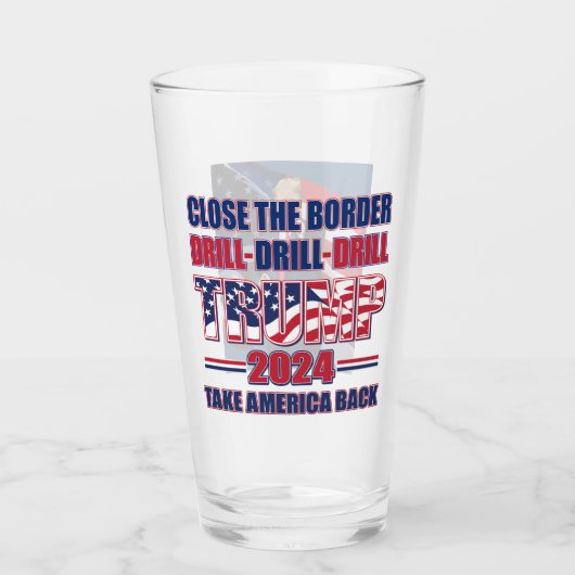 Trump im Jahr 2024 nah die Drill-Drill an den Gren Glas (Vorderseite)