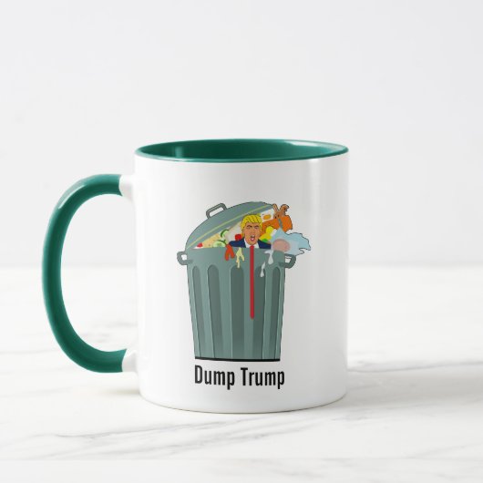 Trump in Garbage kann Trump abstürzen Tasse (Links)