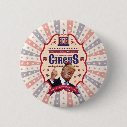 Trump ist ein Clown - Vintages Zirkusposter Button (Vorderseite)