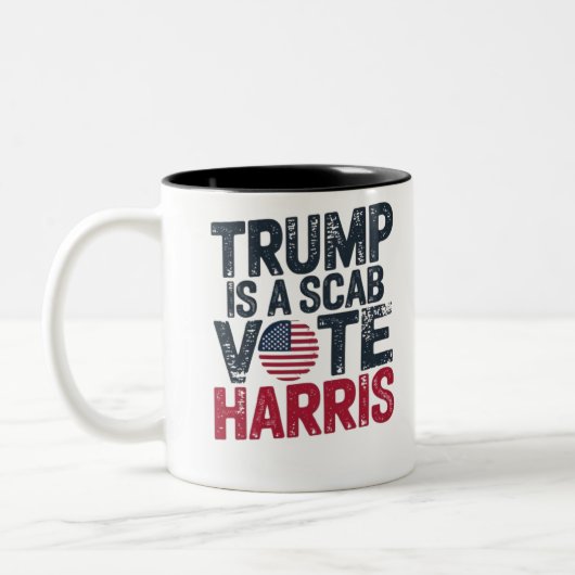 TRUMP IST EIN SCAB VOTE HARRIS ZWEIFARBIGE TASSE (Links)