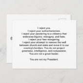 Trump ist nicht mein Präsident Postkarte (Vorne/Hinten)