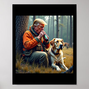 Trump Jagd auf Hirsch Funny Beer Drink Jagen Poster