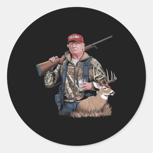 Trump Jagd auf Hirsch (vorne und hinten) macht Jag Runder Aufkleber (Vorderseite)
