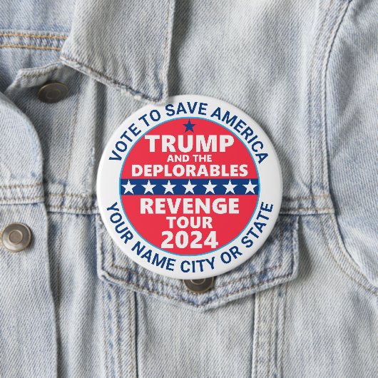 Trump-Kampagne 2024 zur Rache Tour Deplorables Button (Beispiel)
