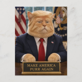 Trump Katzenporträt – Make America Purr Again Postkarte