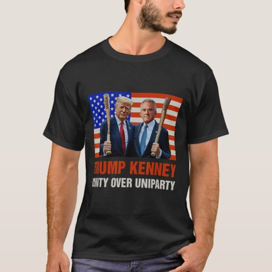 Trump Kennedy Unity over Uniparty 2024 Funny Elect T-Shirt (Vorderseite)