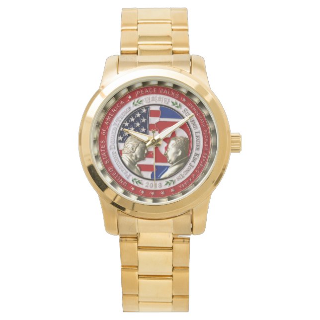 Trump & Kim in Singapur - Gedenkmünze Armbanduhr (Vorderseite)