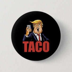 Trump kneift immer Funny Taco Joke Retro Stil Button