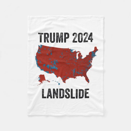 Trump Landslide Wahlkarte 2024 Funny Pro Trump Fleecedecke (Vorderseite)