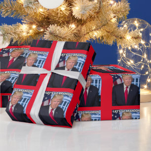 TRUMP LET'S GO BRANDON CHRISTMAS WRAPPING PAPIER GESCHENKPAPIER