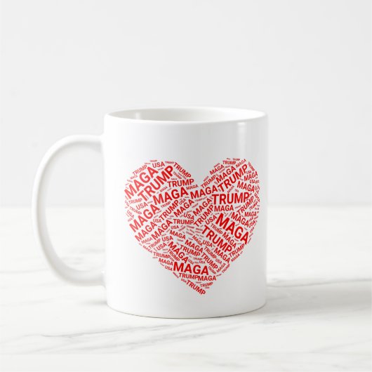Trump Liebe Herz Word Cloud Art Kaffeetasse (Links)