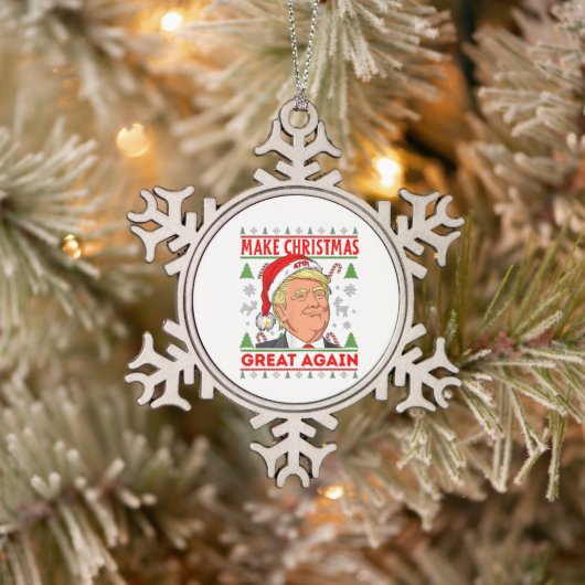 Trump macht Weihnachten wieder großartig, Donald T Schneeflocken Zinn-Ornament (Baum)