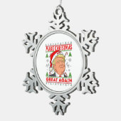 Trump macht Weihnachten wieder großartig, Donald T Schneeflocken Zinn-Ornament (Rechts)