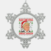 Trump macht Weihnachten wieder großartig, Donald T Schneeflocken Zinn-Ornament (Vorderseite)