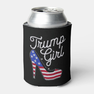 Trump Mädchen High Heel Amerikanische Flagge Bling Dosenkühler